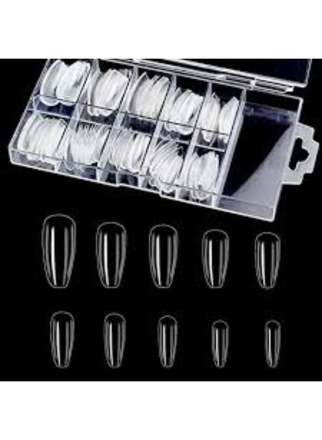 Acrylic French False nail Tips (Transparent) 500 PCS flase nails for women and girl - Image 3
